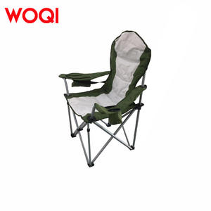 Woqi เก้าอี้ชายหาดกลางแจ้งพับได้แบบพกพากรอบเหล็กเบาะเก้าอี้ตกปลามีที่พักแขนสีเขียวปรับแต่งได้ - Product Image 3