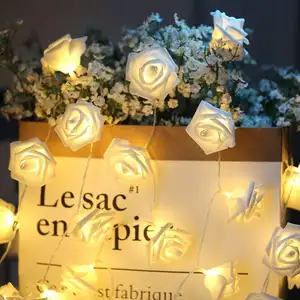 Световая цепочка для украшения свадебной сказочной розы, романтической комнаты, сада, внутреннего двора, декоративные различные розы, светодиодная гирлянда