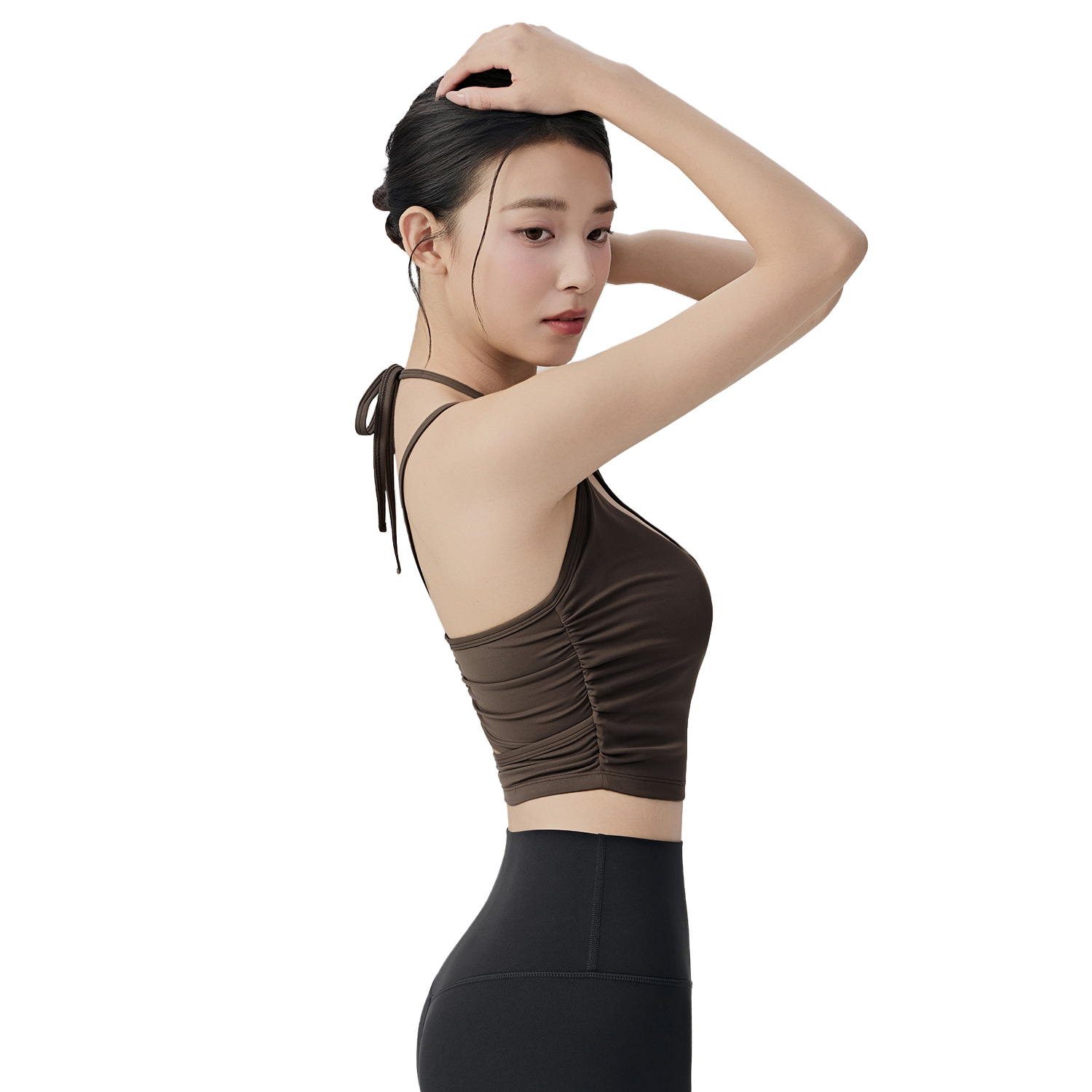 New Trendy Lightweight Solid Color Quick Drying Breathable Stretchy Sexy Yoga Vest with Pilates Training Front Logo