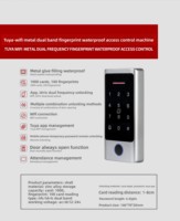 Lector de Sistema de Control de Acceso con Teclado de Huellas Dactilares Inteligente Wifi Tuya, Carcasa Metálica de 12V-24V, Resistente al Agua IP68, con Tarjeta RFID