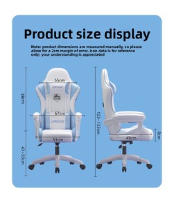 Chaise de bureau <span class=keywords><strong>gaming</strong></span> inclinable ergonomique réglable en hauteur <span class=keywords><strong>avec</strong></span> repose-pieds en cuir microfibre pour dortoir et streaming - Product Image 6