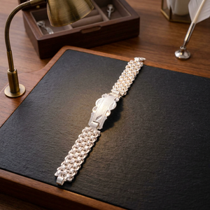 Pulsera de Plata de Ley 925 para Mujer, Cadena de Eslabones Anchos, Diseño Texturizado Italiano Tradicional, Regalo Moderno para Novia - Product Image 2
