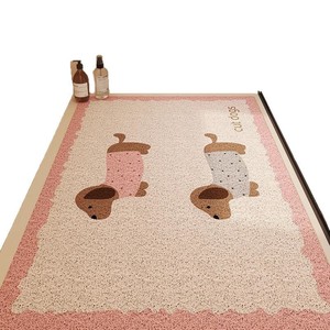 พรมเช็ดเท้ารูปสี่เหลี่ยมผืนผ้าลายการ์ตูนลูกสุนัขอาบน้ำ ผ้าไหมกันลื่น ระบายน้ำได้ สำหรับใช้ในห้องน้ำและห้องอาบน้ำ - Product Image 4