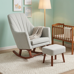 Modern Individual <b>Rocking</b> Sofa <b>Chair</b> with <b>Footstool</b> Set Wood Furniture for Living Room <b>and</b> Bathroom - Product Image 1