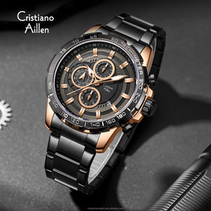 Montre homme Cristiano Aillen, mode moderne, acier inoxydable, alliage, quartz, business, vintage, étanche, lumineuse - Product Image 1