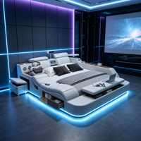 Multifunktionales Echtleder-Bett Modernes Schlafzimmer Tatami-Bett mit Stauraum Medien-Schlafzimmer Hotel-Projektmöbel
