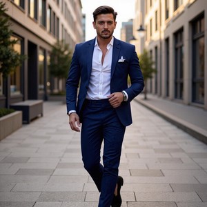 Costume 2 pièces jacquard en mélange de <span class=keywords><strong>lin</strong></span> pour <span class=keywords><strong>homme</strong></span>, coupe ajustée, simple boutonnage, <span class=keywords><strong>décontracté</strong></span>, pour <span class=keywords><strong>mariage</strong></span> ou affaires, ensemble blazer et pantalon - Product Image 2