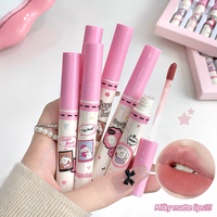 Ensemble de 6 rouges à lèvres liquides mats Sweet Milk Velvet Lip Mud, longue tenue, anti-transfert, avec un design mignon de dessin animé