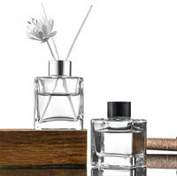 Bouteilles diffuseurs à roseaux carrées en verre transparent 200ml/100ml, emballage personnalisable, bouchon à vis, vente directe usine