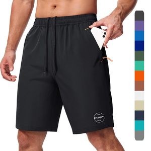 Shorts de sport décontractés respirants à logo personnalisé, <span class=keywords><strong>avec</strong></span> poche zippée, couleur unie, séchage rapide, pour fitness, course et <span class=keywords><strong>trail</strong></span> - Product Image 1