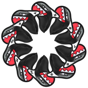 Vente <span class=keywords><strong>en</strong></span> gros usine : Housse de tête de fer de golf magnétique fantaisie, personnalisée avec broderie requin, <span class=keywords><strong>en</strong></span> cuir PU, broderie OEM motif animal - Product Image 2