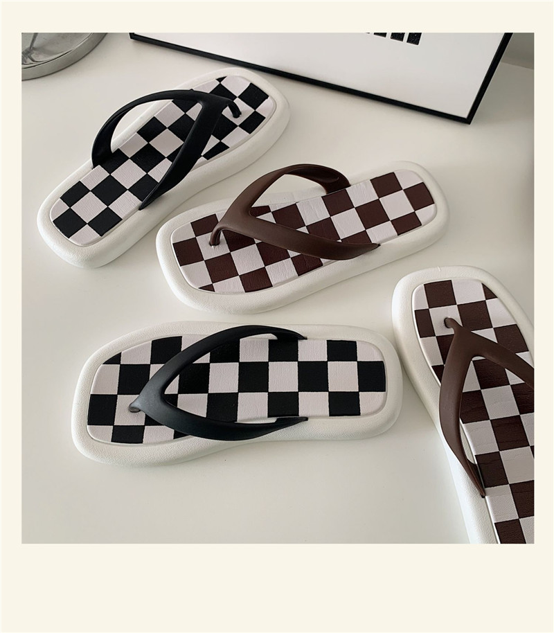 Custom Printed Flip Flops Checkerboard EVA PE Flip-flops Slippers for Mens Women