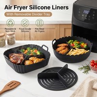 Insert de séparation pour friteuse à air en silicone de qualité alimentaire, rond/carré, résistant à la chaleur, antiadhésif, réutilisable pour la cuisine