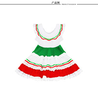 Robe longue classique de style folklorique mexicain pour fille, costume d'Halloween, robe de danse traditionnelle pour enfants, épaules dénudées, pliée