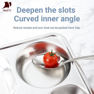 Bandeja de Comida de Acero Inoxidable 304, Bandeja de Almuerzo <span class=keywords><strong>Escolar</strong></span> SUS 304, Bandeja de Servir Dividida con 3/4/5 Compartimentos, Plato para la Cena - Product Image 6