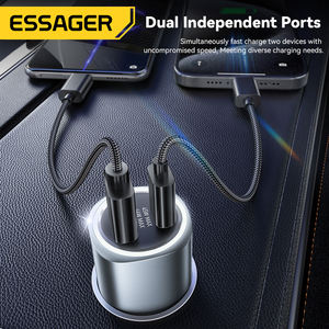 <span class=keywords><strong>Cargador</strong></span> de <span class=keywords><strong>Coche</strong></span> para Teléfono ESSAGER ES-CC16 de 2 Puertos USB C 89W Carga Súper Rápida PD QC 3.0 para iPhone Xiaomi Huawei <span class=keywords><strong>Oneplus</strong></span> Realme - Product Image 3