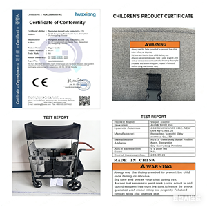 Passeggino Wagon a 4 Posti per Bambini, Carrozzina da Viaggio Pieghevole con Tettuccio per <span class=keywords><strong>Campeggio</strong></span> - Product Image 6