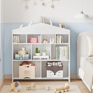 Libreria a 8 cubi per <span class=keywords><strong>bambini</strong></span>, mobiletto bianco per giocattoli e casa delle bambole per i più piccoli - Product Image 1