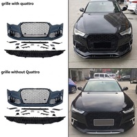 Couvre-pare-chocs avant pour Audi A6 S6 C7, style RS6, avec grille en nid d'abeille noir brillant pour Audi A6 S6 C7 C7.5 2012-2018