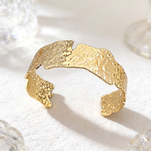 Irregular Water Wave Open Metal Bangle European American Popular Unique Street Style Trendy Women Fashion Bracelet - Product Image 5
