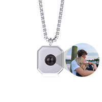 Bijoux fins Rectangle forme personnalisé Photo Projection collier cuivre femmes Photo collier