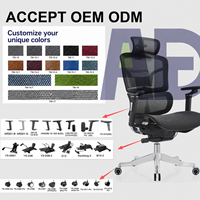 Chaise de bureau ergonomique en maille chromée moderne de qualité supérieure avec accoudoirs 6D et soutien lombaire – Vente en gros