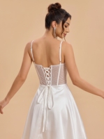 Gaun Pengantin untuk Pengantin Wanita Bertubuh Besar Model Ball Gown Tali Spaghetti Satin Ivory Custom Korset Gaun Pengantin Putih untuk Wanita