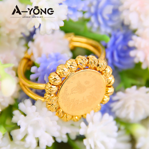 Anneaux de pièce de monnaie en cuivre de style simple chaud ajusteur de taille bagues plaquées or 18 carats pour femmes - Product Image 3