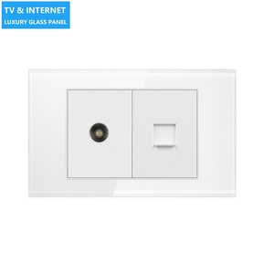 <span class=keywords><strong>Prise</strong></span> murale double TV 86mm Panneau mural en verre cristal trempé Prises murales satellite 2 groupes pour télévision numérique à double <span class=keywords><strong>antenne</strong></span> - Product Image 2