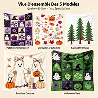 ChamXue Couverture en Laine d'Agneau Motif Fantôme Citrouille Halloween Couverture Douce pour Lit Canapé Décoration Chambre POD Faible MOQ