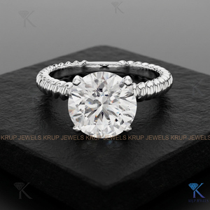 Bague de fiançailles en or massif 14 carats avec diamant taille brillant rond pour femme, classique, certifiée IGI, diamant de laboratoire, cadeau de mariage et d'anniversaire - Product Image 3