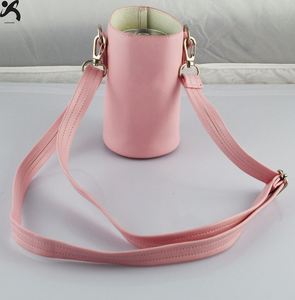 Pink PU Leather Cold and <b>Hot</b> Beverage Sleeve Reusable <b>Bottle</b> Sleeve <b>Water</b> <b>Bottle</b> Sleeves with <b>Bottle</b> Holder <b>Strap</b> - Product Image 3