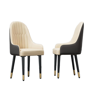 High-quality Western Restaurant <strong>Chairs</strong> Modern <strong>Dining</strong> <strong>Chair</strong> Comfortable Padded Leather with Metal Leg Restaurant Grey White <strong>Cream</strong> - Product Image 1