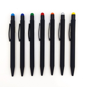 Aluminium2 en 1-pincel de goma suave con logotipo personalizado, lápiz capacitivo para pinza, lápiz capacitivo para pantalla táctil de metal, color negro - Product Image 2