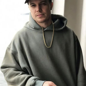 Sudadera con capucha de algodón de alta calidad French Terry de gran tamaño, Sudadera con capucha gruesa de lana con hombros caídos, sudaderas con capucha personalizadas lisas en blanco para hombres - Product Image 1