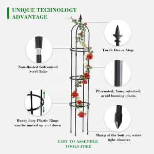 Enrejados de arco de jardín de plantas de escalada recubiertas de plástico, obelisco redondo de Metal, gran oferta, <span class=keywords><strong>2022</strong></span> - Product Image 3