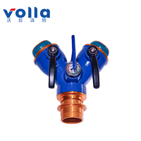Volla 360 Swivel 2-Way Fire Hose Splitter-2.5MPa Pembagi Air Penstabil Aliran Pegangan Anti-Kunci Pengukur Tekanan 6.0 MPa Tahan Tekanan Tinggi