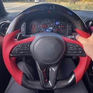 Volante Deportivo de Cuero Genuino con LED para Nissan <span class=keywords><strong>GTR</strong></span> R33 R35, Diseño en D, Base Plana, Personalizado, Accesorio Interior para <span class=keywords><strong>Auto</strong></span> - Product Image 1
