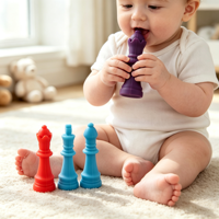 Anneau de dentition personnalisé en silicone pour bébé, motif Roi d'échecs, en silicone de qualité alimentaire, jouet de dentition pour bébé, couleur personnalisée OEM, sans BPA, pour nourrissons