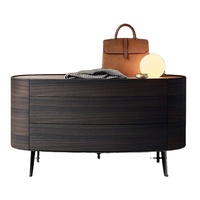 Table de chevet en placage de chêne fumé de style européen, table de chevet à pied haut, meubles de chambre à coucher, table de chevet à grand rangement
