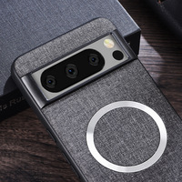 Étui de téléphone portable en cuir PU magnétique à texture tissée couleur unie pour Google Pixel 9 10 Pro 6-8, protection intégrale