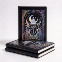 Carnet à couverture rigide gothique noir holographique, journal personnalisé avec estampage à chaud pour cadeau