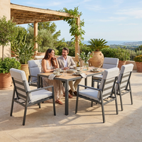 Moderno Juego de Comedor de Aluminio para 6 Personas, Sillas Reclinables Ajustables y Cómodas, Mesa de Patio Ligera para Jardín o Patio