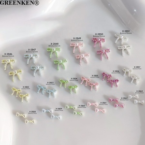 10 pièces/sac nouveaux accessoires pour ongles coréens japonais Macarons multicolores arc breloques pour ongles avec perle douce strass pour ongles - Product Image 3