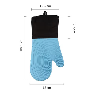 Kitchen Cooking Oven Mitts Non-Slip Anti-Scalding Hot Pad Features <b>Baking</b> Bakeware <b>Silicone</b> Cotton Lining Printed Oven Mitts - Product Image 3