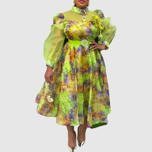 Vente directe d'usine, robe longue à manches longues multicolores à imprimé tie-dye de style africain pour femmes, mode - Product Image 5