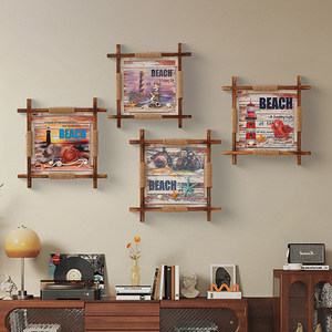 Arte Mural 3D Estilo Mediterráneo con Diseño Oceánico, Marco de Madera de Pino, Decoración Colgante de 2 Piezas, Decoración para el Hogar, Diseño Rectangular Panorámico - Product Image 4