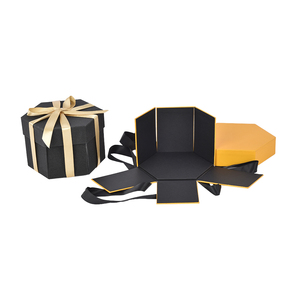 Caja de regalo hexagonal personalizada, diseño expandible plegable con Lazo de cinta, embalaje de Navidad/boda/cumpleaños - Product Image 5