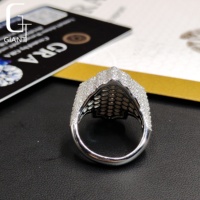 Bague Croix S925 en Argent Sterling avec Moissanite Baguette Couleur D VVS1, Sertie de Pierres, Testée au Diamant, Style Hip Hop Unisexe