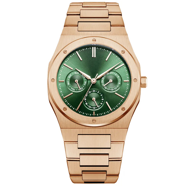 Custom Logo Fashion Design Three Eye Chronograph Japanese Quartz Ladi Watch Woman